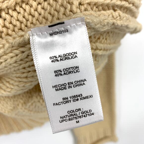Narcisco Rodriguez Design Nation Pullover Sweater Womens Sz M Tan Gold Coated - Picture 6 of 6